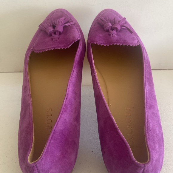 Talbots raspberry suede leather flats with tassel detail Size 5 1/2 - Picture 9 of 11